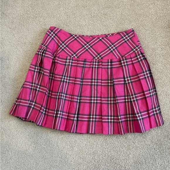 Vintage Ann Taylor pink plaid wool blend skirt in size 8 - Picture 2 of 3